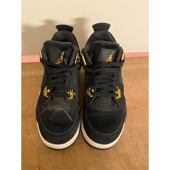 Jordan Nike size 6.5 Youth big kids 4 Retro Royalty (PS) sneakers gold black - Picture 3 of 7